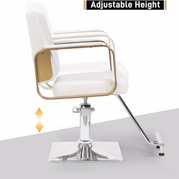 Salon Chair Styling Barber Chair, Beauty Salon Spa Equipment with Heavy Duty Hydraulic Pump, Adjustable Height & 360° Swivel for Barber Shop Hair Stylist, Max Load 330 lbs(White)