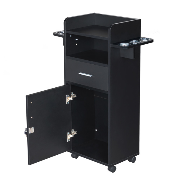 Beauty Salon Trolley Cart, Salon Cabinet with 360° Wheels, 6 Tool Holders, 1 Drawer, Salon Station Rolling Cart