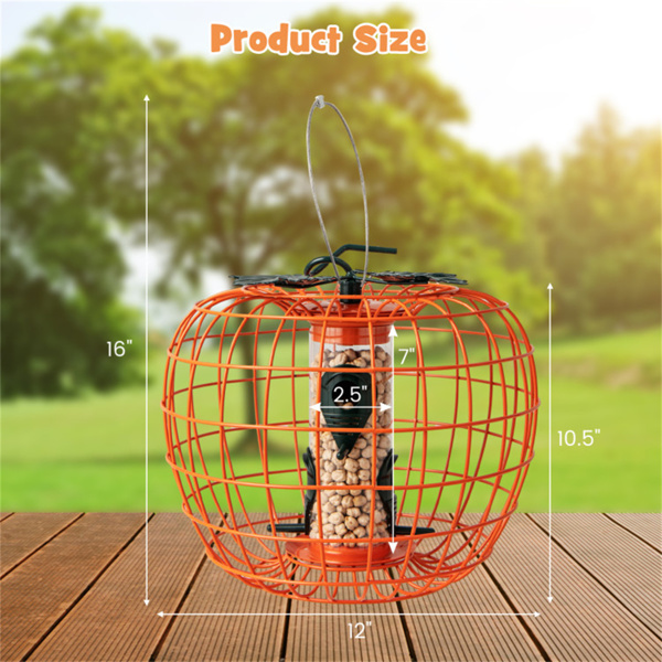 Squirrel-Proof Bird Feeder  with Cage and 4 Metal Ports