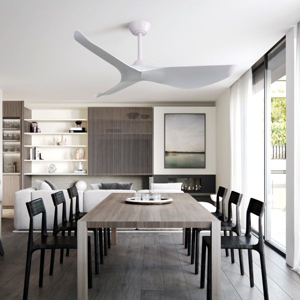 52 Inch Indoor Ceiling Fan with no Light, 6 Speeds Reversible DC Motor, Past ETL, iwht 3 ABS Blade Ceiling Fan For Bedroom[Unable to ship on weekends, please place orders with caution]