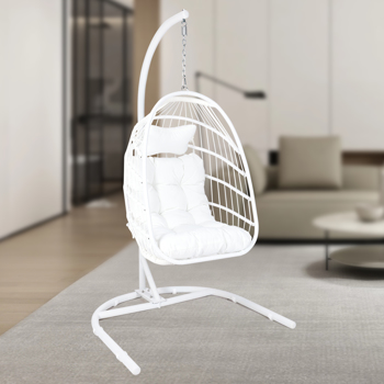 Hanging Egg Chair with Stand Indoor/Outdoor, Swinging Hammock Chair for Bedroom, Outside, Patio and Porch