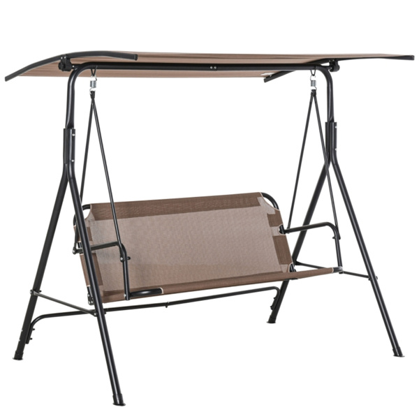 2-Seat Outdoor Patio Swing Chair-Brown (Swiship ship)（ Prohibited by WalMart ）