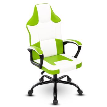 Video Game Chair for Adults, Gaming Chair Office Chair with Handrail, Adjustable Height Gamer Chair for Kids, Comfortable Computer Chair with Wheels, Green