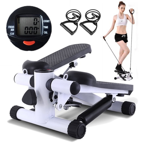 Fitness Step Air Stair Climber Stepper Exercise Machine New Equipment with Resistance Bands and LCD Monitor Without battery