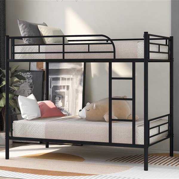 Twin Over Twin Metal Bunk Bed (Black)