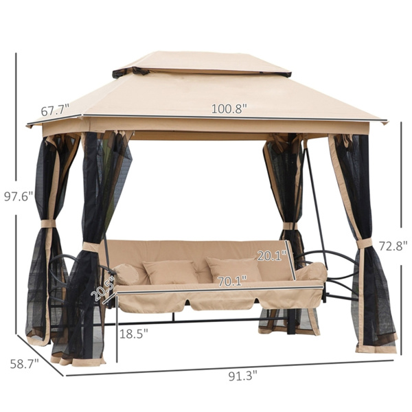 3-Seat Patio Swing Chair 