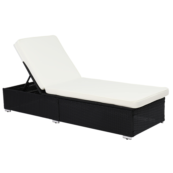 Outdoor Leisure Rattan Furniture Pool Bed / Chaise (Single Sheet)-Black