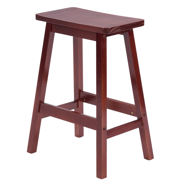 2pcs Pine Wood Saddle Seat Bar Stool Brown