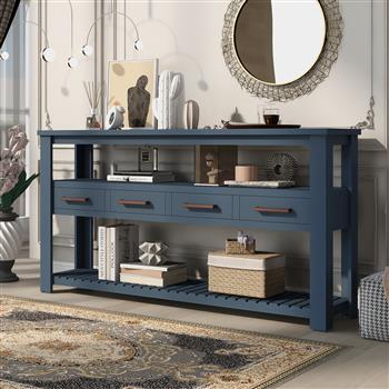 62.2\\'\\' Modern Console Table Sofa Table for Living Room with 4 Drawers and 2 Shelves