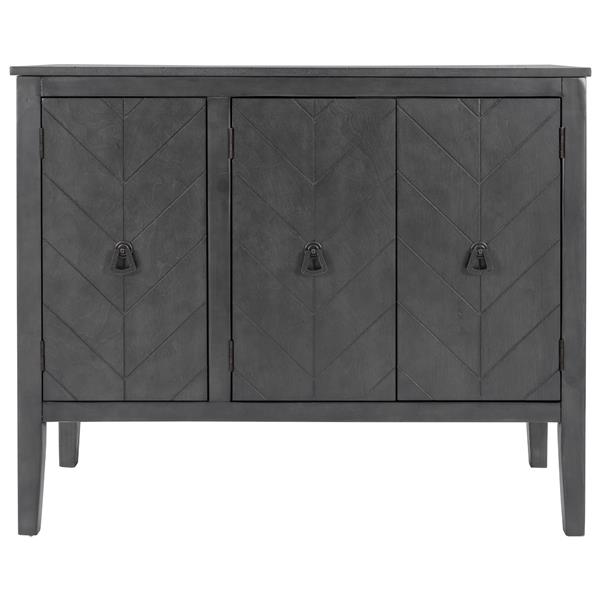 U-style, Accent Storage Cabinet Wooden Cabinet with Adjustable Shelf, Antique Gray, Entryway, Living Room, Study Room