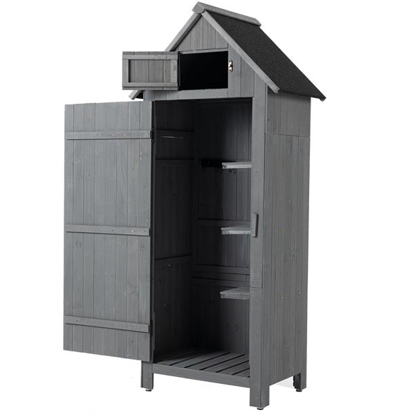 30.3"L X 21.3"W X 70.5"H Outdoor Storage Cabinet Tool Shed Wooden Garden Shed  Gray