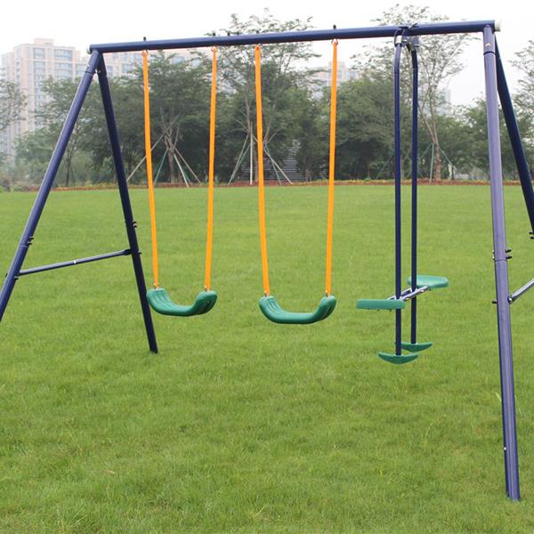 Metal Swing Set Outdoor with Glider for Kids, Toddlers, Children