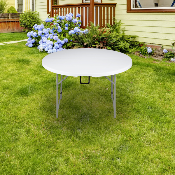 48inch Round Folding Table Outdoor Folding Utility Table White