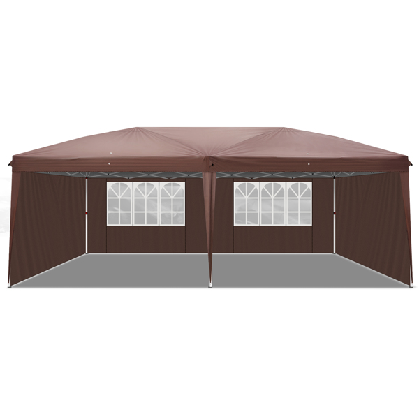 3 x 6m Two Windows Practical Waterproof Folding Tent Dark Coffee  Folding Tent