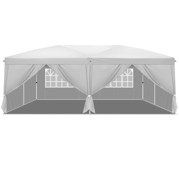 3 x 6m Four Windows Practical Waterproof Folding Tent White