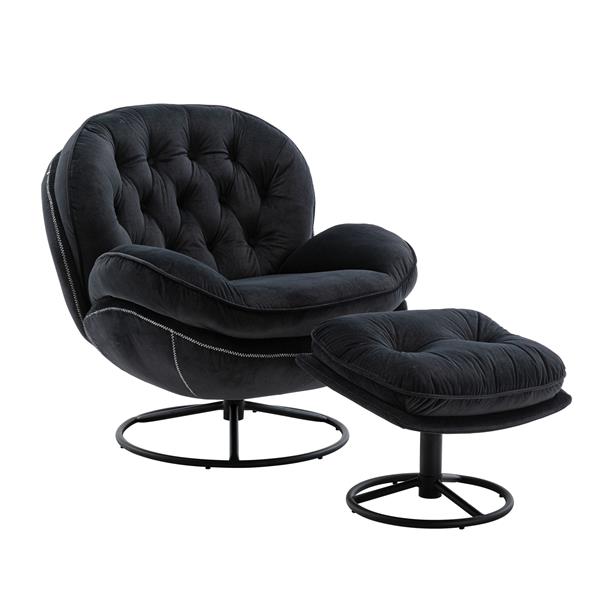 TV Chair  Living room Chair  with Ottoman-BLACK