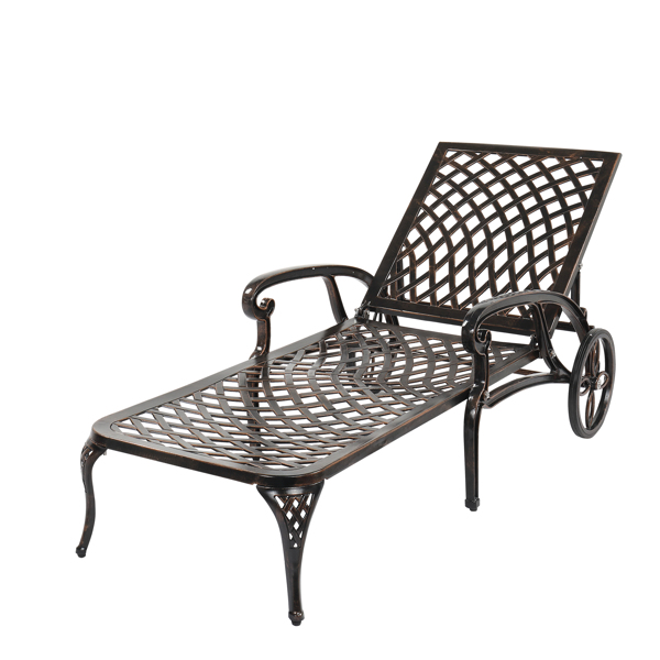 【Replace 60810204】193*64.5*93cm Backrest Adjustable Courtyard Cast Aluminum Lying Bed Bronze