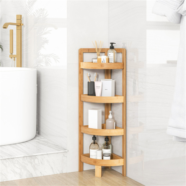 Bamboo bathroom rack, bathroom storage rack with 4 layers Storage Space