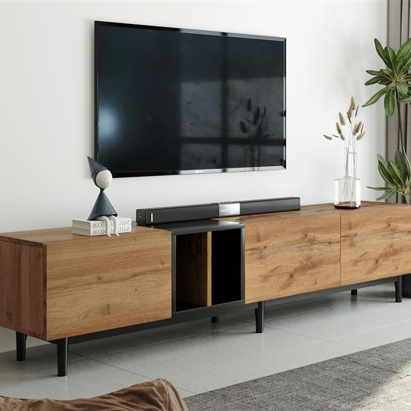 Modern TV Stand for 80'' TV with 3 Doors, Media Console Table, Entertainment Center with Large Storage Cabinet for Living Room, Bedroom