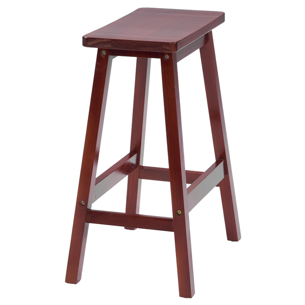 2pcs Pine Wood Saddle Seat Bar Stool Brown