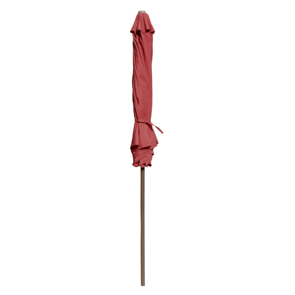 9ft Wooden Umbrella, Outdoor Patio Umbrella, Wood Market Umbrella, Patio Umbrella Wood Pole with Pulley Lift for Garden, Yard, Deck, Pool, Market - RED（No shipments on weekends）