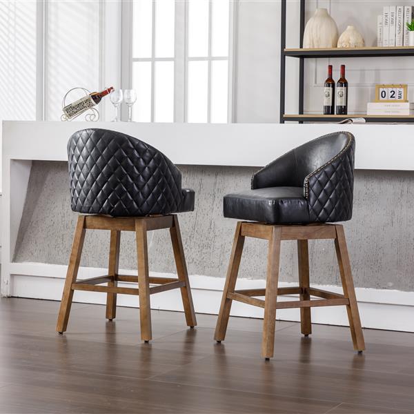 Bar Stools Set of 2 Counter Height Chairs with Footrest for Kitchen, Dining Room And 360 Degree Swivel