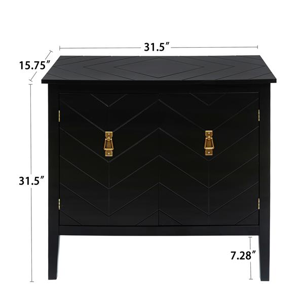 2 Door Wooden Cabinets, Black Wood Cabinet Vintage  Style Sideboard for Living Room Dining Room Office