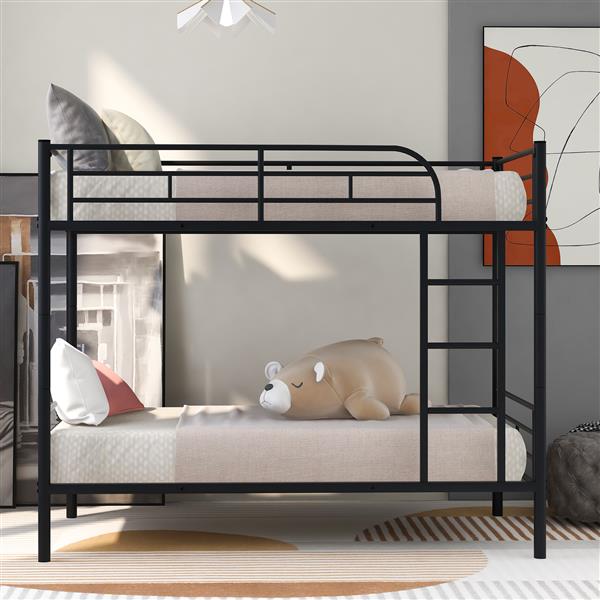 Twin Over Twin Metal Bunk Bed (Black)