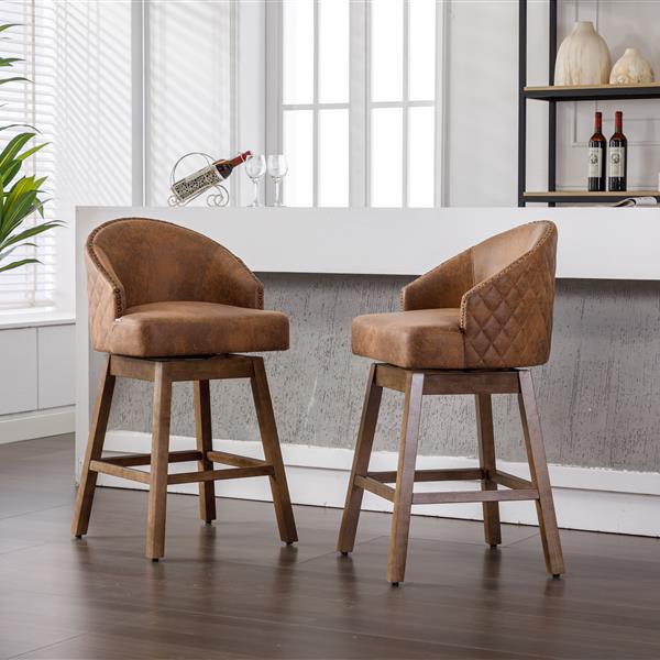 Bar Stools Set of 2 Counter Height Chairs with Footrest for Kitchen, Dining Room And 360 Degree Swivel