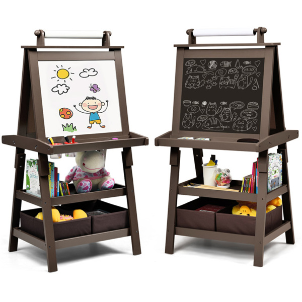  3-in-1 Double-Sided Storage Art Easel Brown