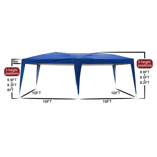 3 x 6m Four Windows Practical Waterproof Folding Tent Blue