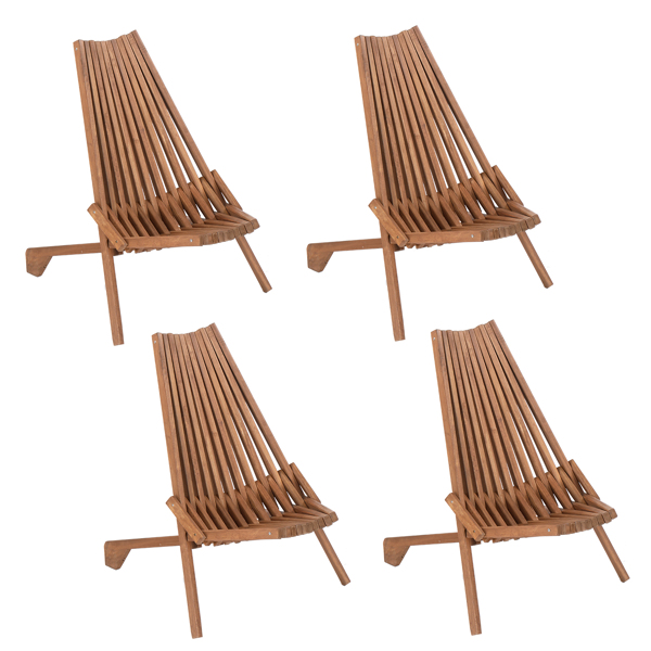 Wood Folding Chair for Outdoor, Low Profile Acacia Wood Lounge Chair for Balcony Porch Backyard Patio Lawn Garden