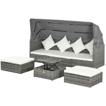 4 Piece Outdoor <b style=\\'color:red\\'>Rattan</b> <b style=\\'color:red\\'>Sofa</b> Set-Cream White