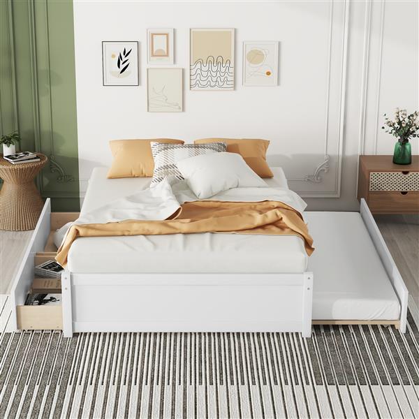 FULL BED WITH TWIN TRUNDLE AND TWO DRAWERS FOR WHITE COLOR