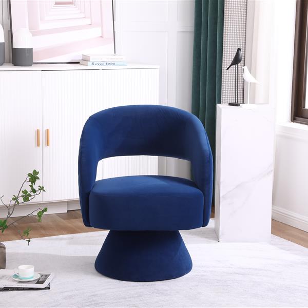 Swivel Accent Chair Armchair, Round Barrel Chair in Fabric for Living Room Bedroom, Blue