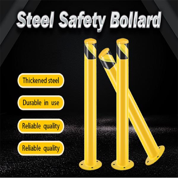 Safety Bollard Post, 36 Inch Height Steel Bollards, 3 Inch Diameter Parking Bollard, Yellow Powder Coated Safety Parking Barrier Post, for Traffic Sensitive Areas, 6PCS 