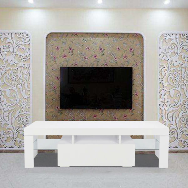 Elegant Household Decoration LED TV Cabinet with Single Drawer White