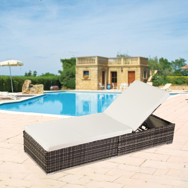 Oshion Outdoor Leisure Rattan Furniture Pool Bed / Chaise (Single Sheet)-Grey