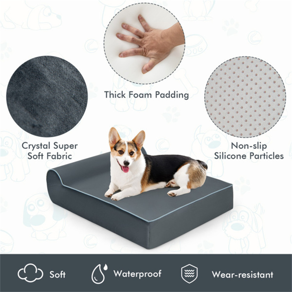 Orthopedic Dog Bed Dog Sofa with Headrest and Removable Washable Cover