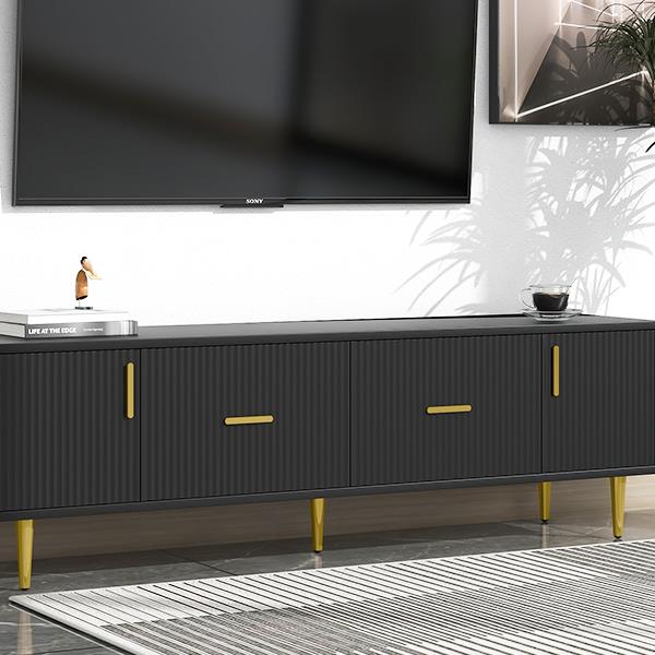 Modern TV Stand with 5 Champagne Legs - Durable, Stylish and Spacious, TVs Up to 75''