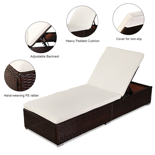 Oshion Outdoor Leisure Rattan Furniture Pool Bed / Chaise (Single Sheet)-Brown