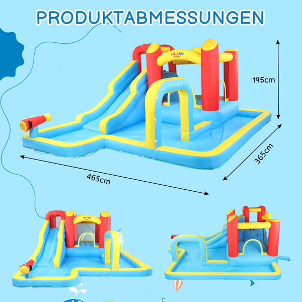 LALAHO 420D 840D牛津布 滑梯 水池 蹦床 红黄蓝色系 充气城堡