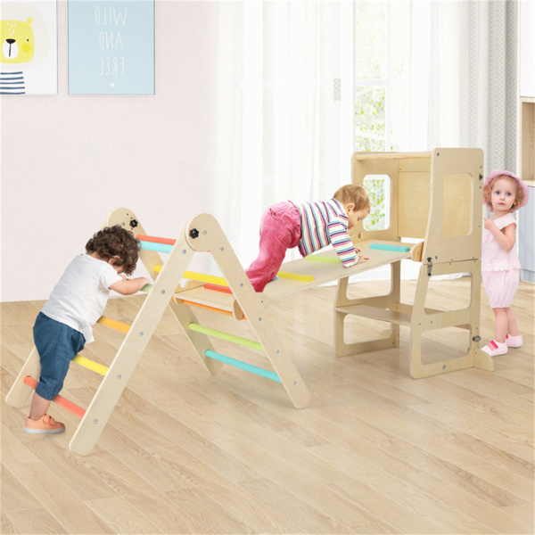 Wooden Children Climbing Toy Connected Table and Chair Set