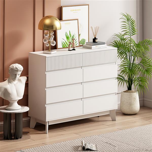 8-Drawer Storage Cabinet with Decorative Finish,for Bedroom,Living Room,Dining Room,Hallways,Easy Assembly