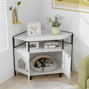 White litter box, polygonal cat house, cat furniture, living room cabinet