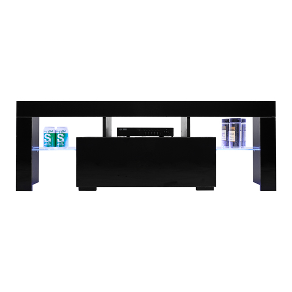 Elegant Household Decoration LED TV Cabinet with Single Drawer Black