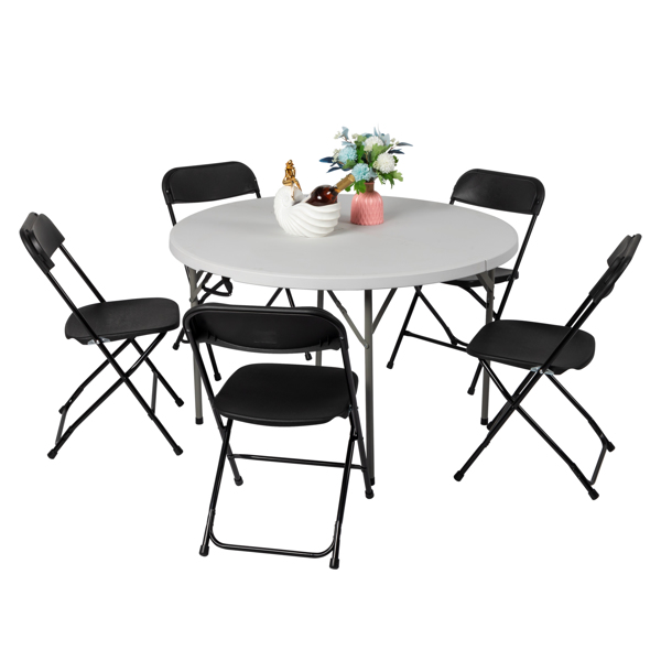 48inch Round Folding Table Outdoor Folding Utility Table White