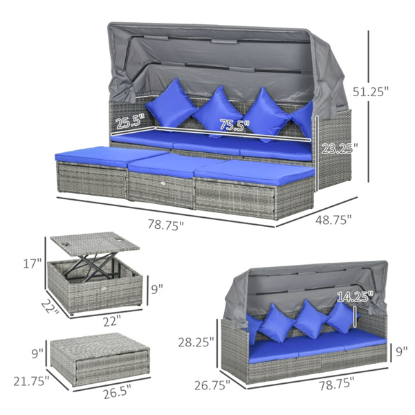 4 Piece Outdoor Rattan Sofa Set