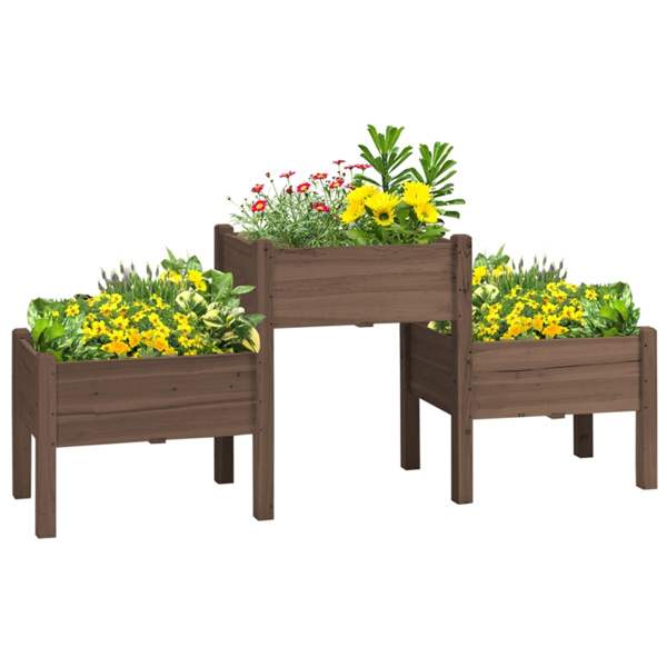 Wooden Planter、Flower shelf,Wood Planter Box-Coffee