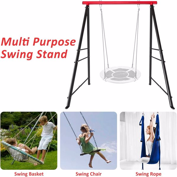 Porch Swing Frame, 550lbs Weight Capacity Swing Stand, Heavy Duty A-Frame Swing, Swing Stand Frame for Yoga Hammock Saucer Baby Porch Swing (Red, Swing NOT Included)